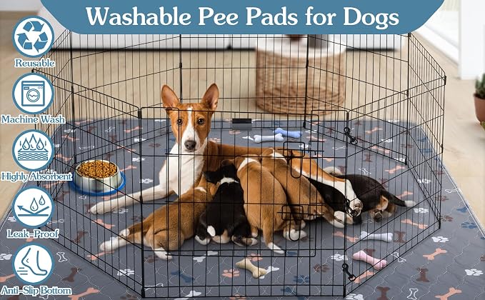 Washable Pee Pad for Dogs, 2 Pack Extra Large Puppy Pads, 48"x60" | Super Absorbent, Waterproof & Leakproof, Non-Slip Bottom, Machine Washable, For Floors, Beds, Couches, Crates, Carpets, Cars