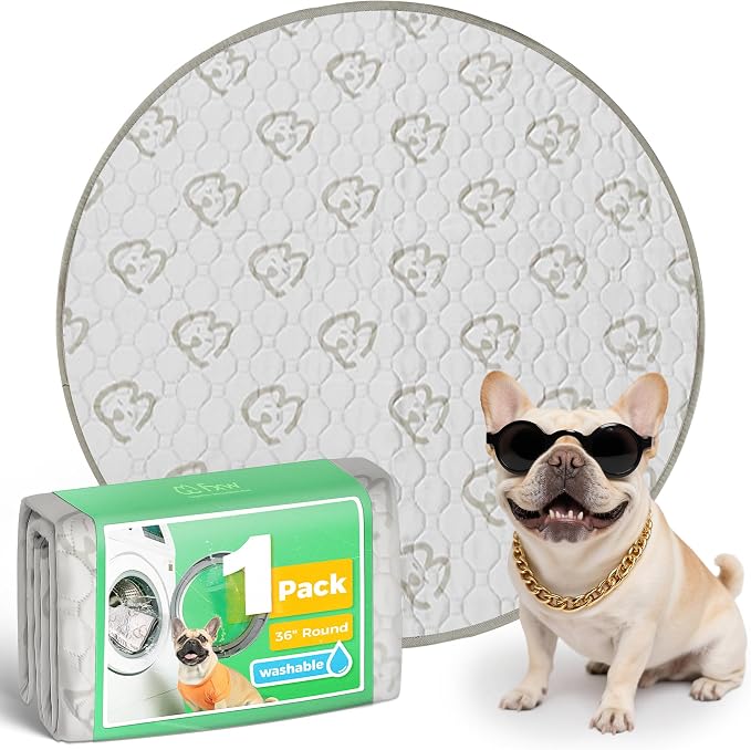 FXW Washable Pee Pads for Dogs, Super Absorbent, 36" Round, 1 Pack | Machine washable, Non-slip backing