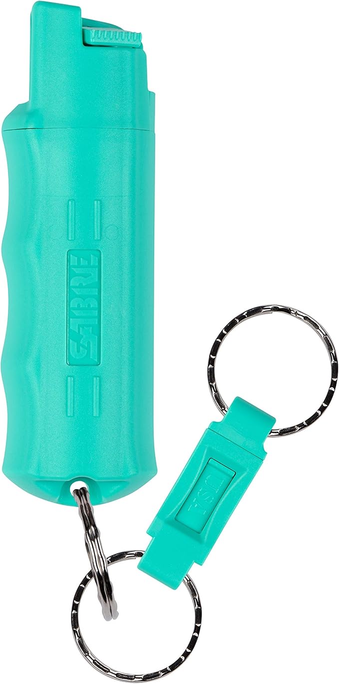 Sabre Pepper Spray - Quick Release Keychain for Easy Carry & Fast Access, Max Police Strength Self Defense OC Spray with UV Dye, 10 Sec. Spray Time, Finger Grip - Faster Aim, 0.54 fl oz,Secure Safety