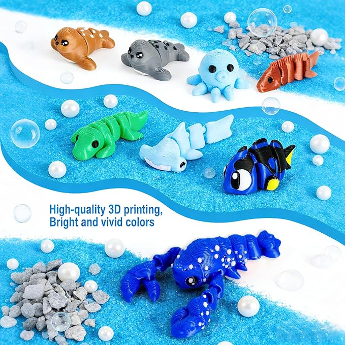 30 Pcs Mini Random 3D Printed Animal Statues Figurines Set Movable Joints Surprise 3D Printed Animals Cute Desk Decor Party Favors for Adults Home Office Desk Decoration Display