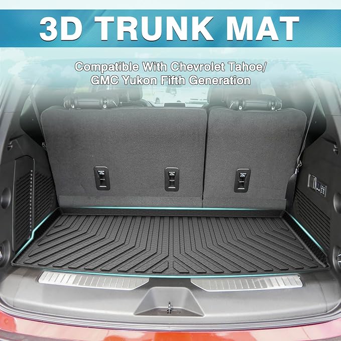 Mixsuper Cargo Liner for Chevrolet Tahoe/GMC Yukon 2021-2026, All Weather Cargo Mat Trunk Liner, Behind The 3rd Row Seats, Black
