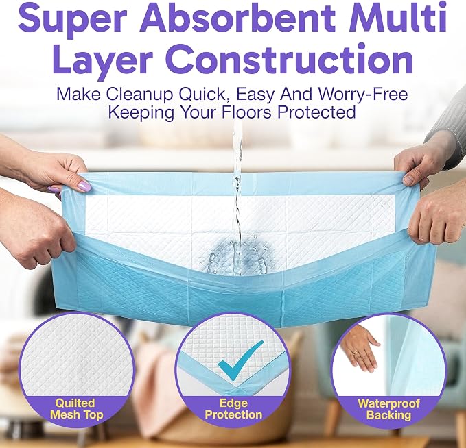 PETSWORLD Large Dog Pee Pads 28x34 Inch, 300 Count, Fresh Scented Puppy Training and Potty Pads with Optional Sticky Corner Tape, Absorbent Leakproof Pads for Dogs