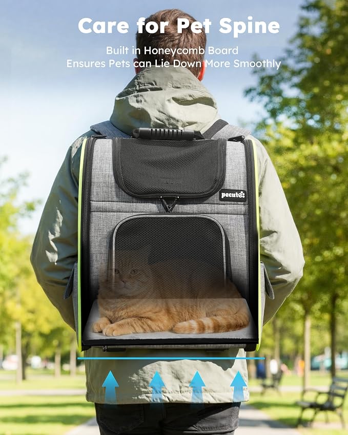 pecute Cat Backpack Expandable, Cat Carrier Backpack with Breathable Window | Durable Oxford Cloth, Lockable Zipper,Use for Pet Under 11 lbs to Travel