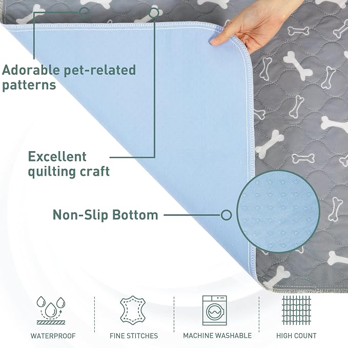 Eterish Reusable Washable Pee Pads for Dogs Large/Extra Large 31'' x 36'' 2 Pack, Absorbent Pet Puppy Dog Training Pads Non-Slip, Waterproof Whelping Potty Pads for Dogs Leak-Proof