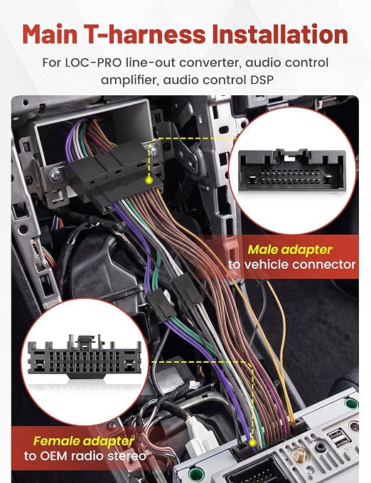 RED WOLF Advanced Audio Integration T-Harness for 2013-2019 Ford F150, 2011-2019 Explorer Non-Amplified Radio Harness High-Level Input & Speaker Output Adapter for Aftermarket Amplifier Subwoofer