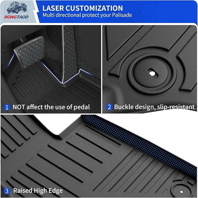 Rongtaod Floor Mats Compatible with 2026 Hyundai Palisade Gas Cargo Mat Trunk Mat Cargo Liner 7-Seater Back Seat Protector All Weather Palisade Accessories (Floor Mats+Trunk Mat with Backrest Mat)