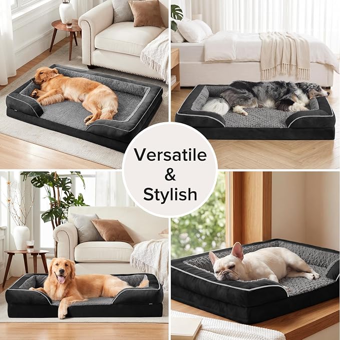 Orthopedic Medium Dog Dogs, Egg-Crate Foam Dog Couch with Washable Removable Cover, Waterproof Lining and Nonskid Bottom