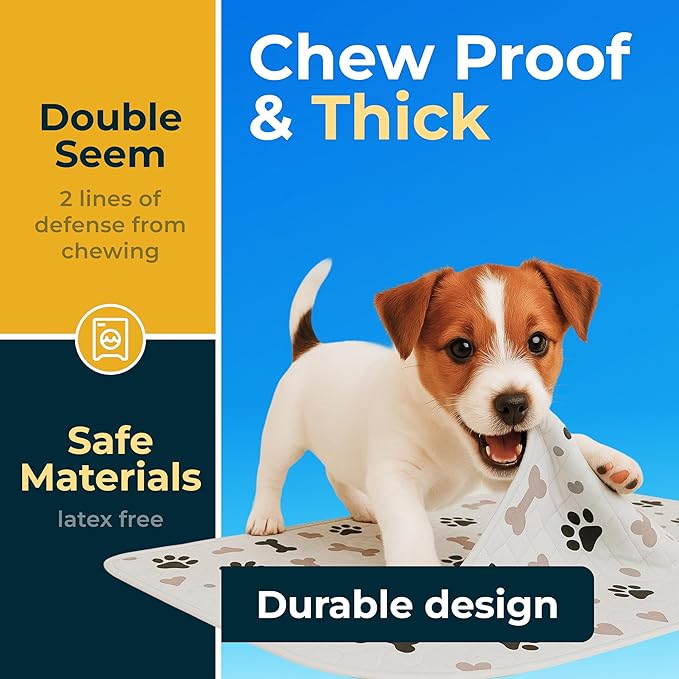 Washable Pee Pads for Dogs - Waterproof Reusable Puppy Pads with Anti-Slip Backing, Pet Training Pad for Puppy Playpen, Crate, Whelping Box, Potty Training (Pack of 48 - 30x34)