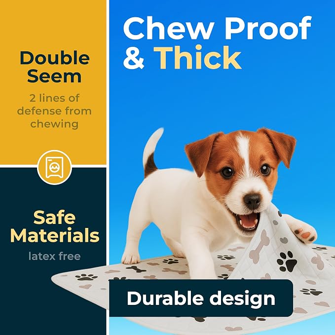 Washable Pee Pads for Dogs - Waterproof Reusable Puppy Pads with Anti-Slip Backing, Pet Training Pad for Puppy Playpen, Crate, Whelping Box, Potty Training (Pack of 2-18x24)