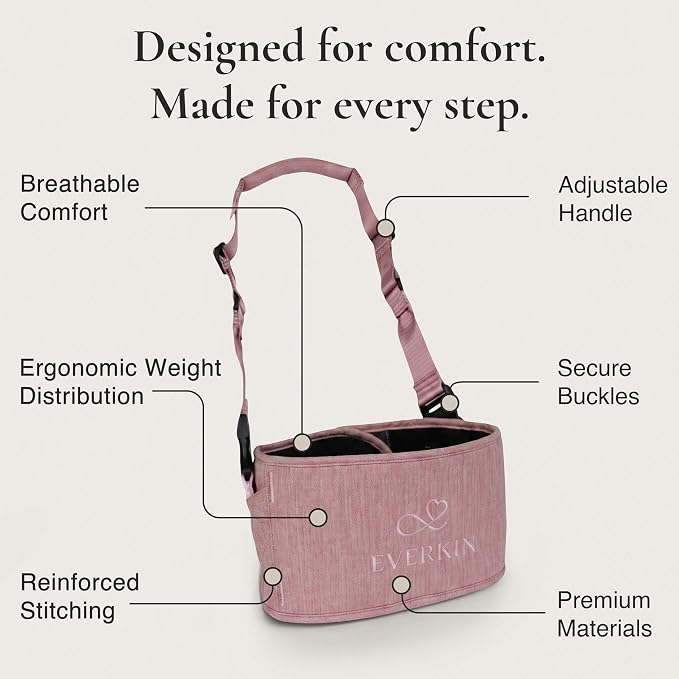 Step Premium Baby Walking Harness - Petal (30% Cotton/70% Polyester) - Ergonomic Toddler Walking Assistant Vest with Height-Adjustable Padded Handles