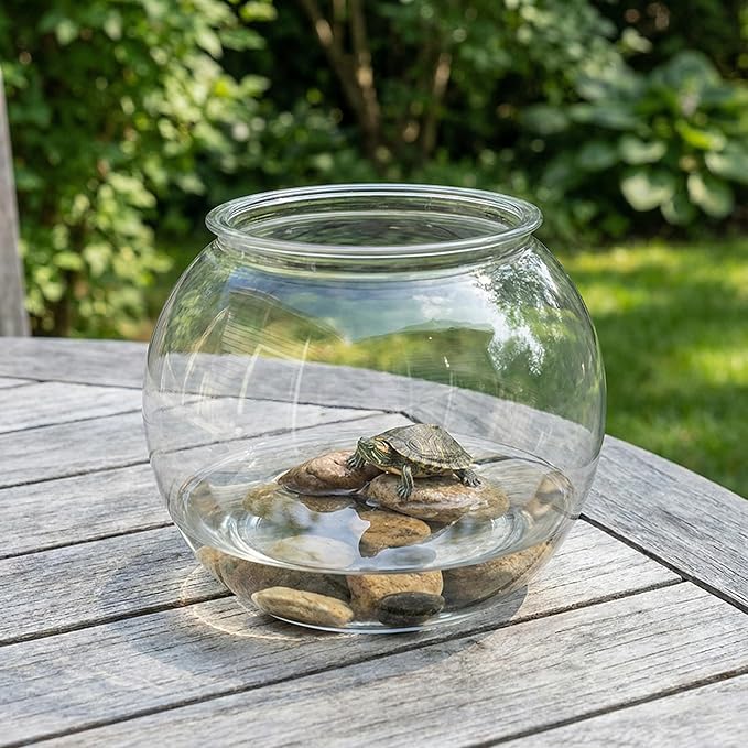 Beavorty Plastic Fish Bowl 0.5 Gallon Clear Spherical Aquarium Tank for Small Goldfish Betta Turtle Desktop Decor Mini Water Garden