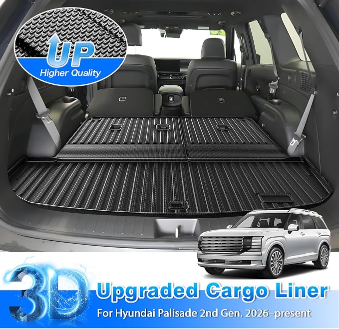 Cartist Trunk Mat Fits for 2026 Hyundai Palisade Gas Cargo Liner, TPE All Weather Cargo Mat for Palisade Accessories (with Backrest Mat)