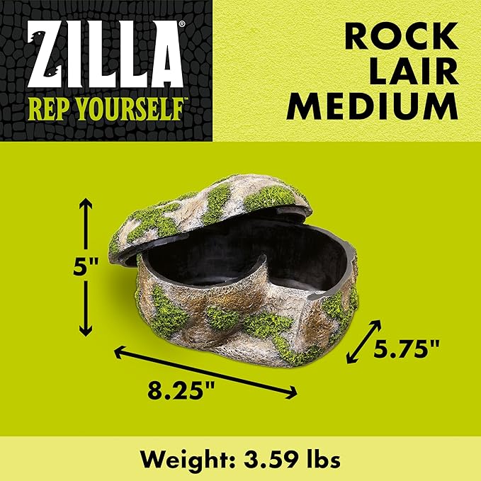 Zilla Rock Lair, Naturalistic Hide, Supports Shedding and Egg-Laying, Retains Humidity, Ideal for Snakes and Lizard, Medium