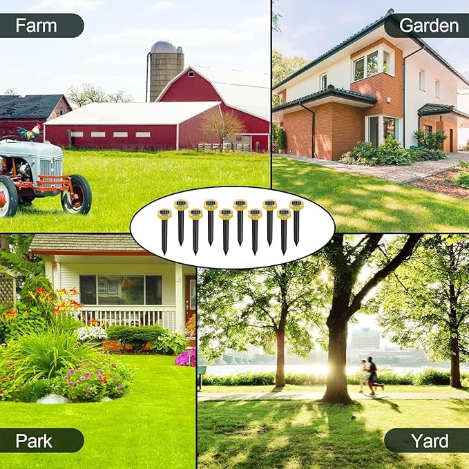 10 Pack Solar Powered Snake Repellent for Yard, Ultrasonic Mole Repellent, Gopher Repeller Sonic Mole Deterrent Spikes, Snake Gopher Mole Vole Repellent Outdoor for Lawn Garden & Yard