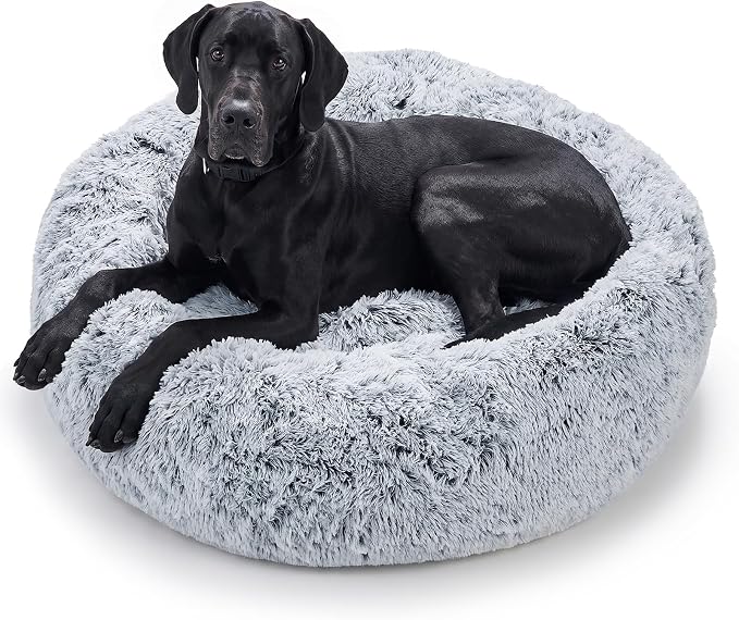 JOLLYVOGUE Dog Beds Large Sized Dog, Calming Anti-Anxiety Dog Bed, Fluffy Donut Cushion for Extra Large Pets (45")