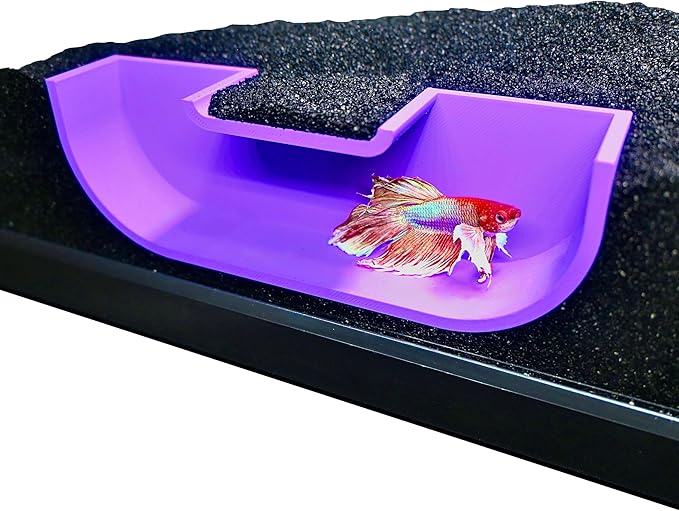 Betta Underground Tunnel Hideout Cave | Aquarium Hide for Small Fish and Shrimp | Viewing Betta Fish Rest Hammock Enrichment Toy | Betta Fish Tank Accessories Decorations Toys Decor (Purple)