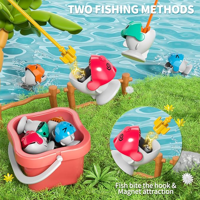 WATUDOU Magnetic Fishing Game for Kids Toddlers 3-5, 70 pcs Fishing Toys for Kids Toddlers 3-5, Table Toys Board Game Birthday Gifts for 3 4 5 6 7 8 Years Old Kid Toddler