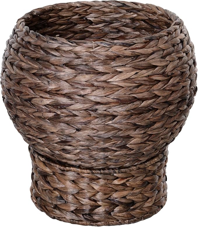 PawHut Handwoven Elevated Cat Bed with Soft Cushion & Egg Chair Shape, Basket Kitty House with Stand, Raised Wicker Cat Bed for Indoor Cats, 23.5" H, Gray | Soft Cushion, Basket Bed Kitty House with Stand, Raised Wicker House