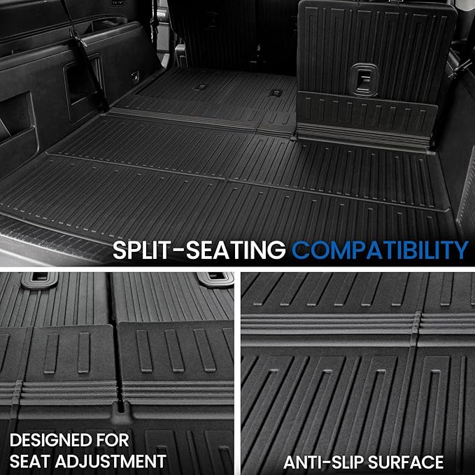 Cargo Mat Backrest Mats for 2018-2024 Ford Expedition Max 7/8 Seats, All Weather TPE Trunk Mat Cargo Liner Accessories (Cargo Mat+3rd Row Backrest Mats)