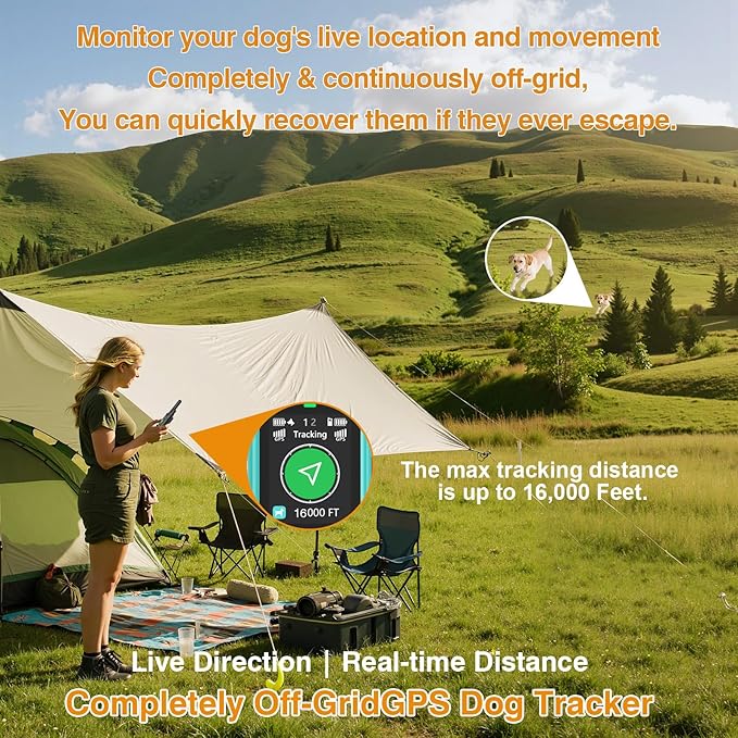 Completely Off-Grid 3-in-1 GPS Dog Fence with Real-Time Tracking: No Subscription, App-Free, Self-contained, Dual-GPS, Training Collar, Customizable Boundary with Four Progressive Alerts, Blue