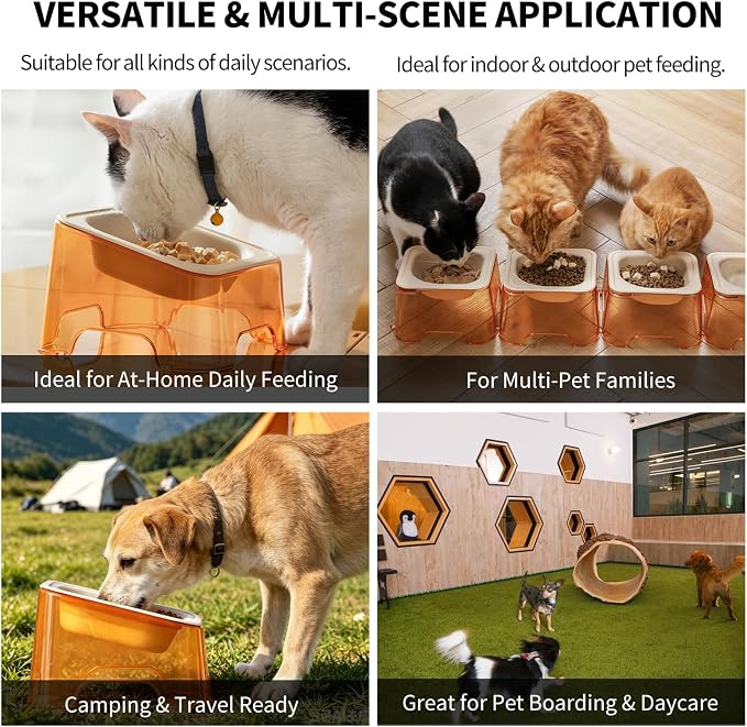 Cool Kids Elevated Cat Bowls Raised Slanted Eco Fiber Disposable Refill | Food-Grade Degradable Fiber, Cat Bowls for Small Dogs, Disposable No-Clean, Fits Camping & Travel, Multi-Pet & Stray Feeding