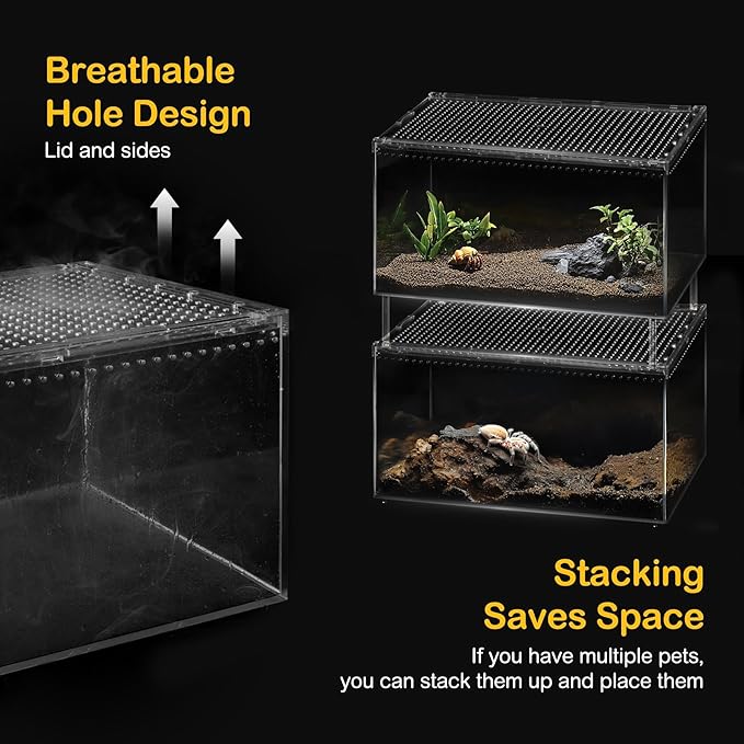 Reptile PC Terrarium,Tarantula Enclosure,Spider Tank Starter Kit,Leopard Gecko Container,Hermit Crab Habitat,Lizard Enclosure,Insect Housing,Jumping Spider Cage,Bearded Dragon Vivarium XL
