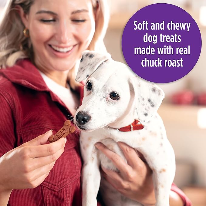 Milk-Bone Soft & Chewy Dog Treats, Made with Real Beef & Filet Mignon, 25 Ounce Canister
