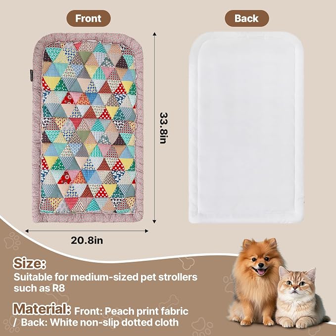 Beberoad Large Pet Stroller Single-Sided Pad - Warm and Non-Slip Mat, R8 Special Pet Stroller Seat Cushion, Comfortable and Soft