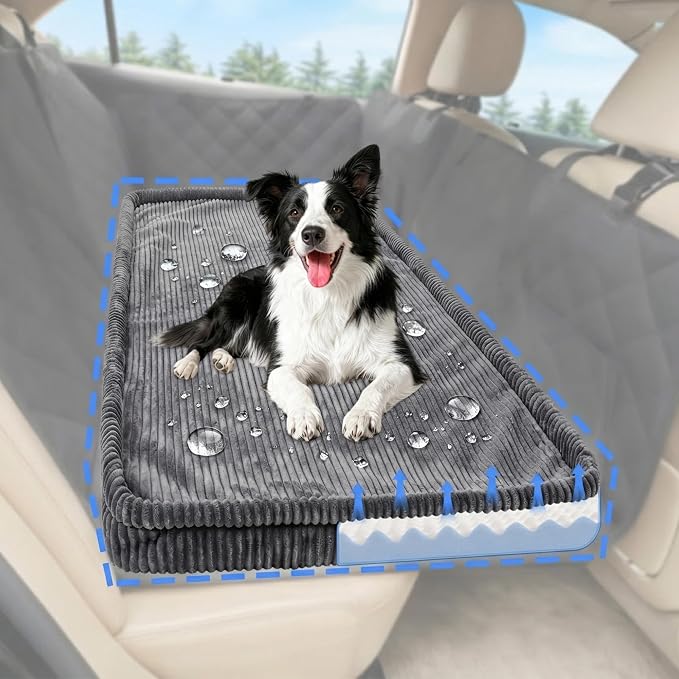 Loiion Dog Car Bed, Non-Slip Backseat Extender Pet Mat 50"x24.6"x2" | Removable, Washable Dog Bed With Waterproof Liner Protects Car Seats, Anti-Slip Travel Bed For Dogs