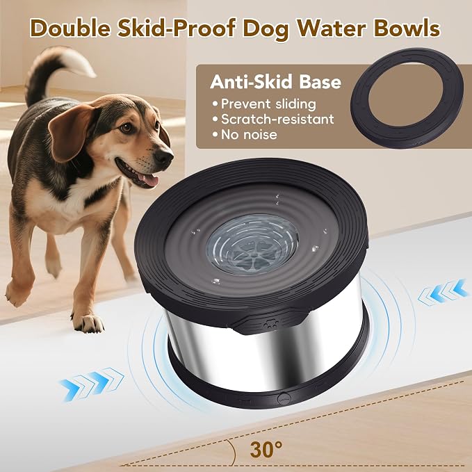UPSKY 8L Dog Water Bowl No Spill Stainless Steel for Slow Drinking Black | Large Capacity, Spill-proof, Non-slip Design, Durable, For Large Dogs, Messy Drinkers & Multi-pet Homes, Outdoor / Indoor