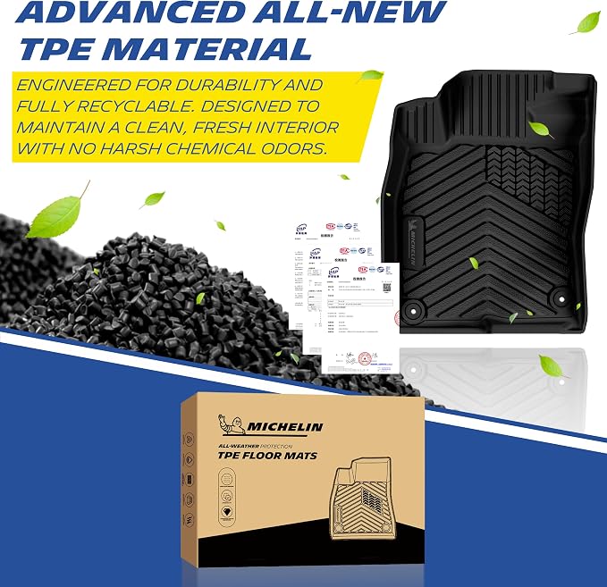 Michelin Vehicle Mats, Premier Series All-Weather TPE Custom Fit Liner for Honda Civic Sedan Hatchback Si (Include Sport) 2022-2026/Acura Integra 2023-2026 Floor Mats(3 Piece), Not Fit Hybrid