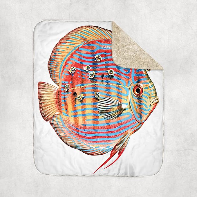 3dRose Discus Fish with Young Feeding Off of The Parent Fish Sherpa Lined Blanket