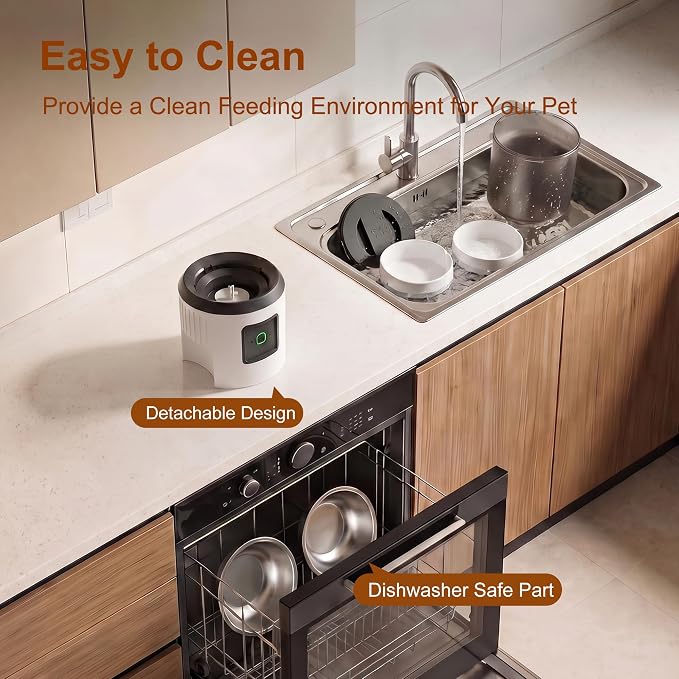 Automatic Cat Feeder for 2 Cats 4L Timed Cat Dry Food Dispenser Double Bowl Auto Pet Feeder and Small Dogs Dual Power Supply 9 Meals Programmable 1-15 Portion Per Day with Stainless Bowl Easy Clean