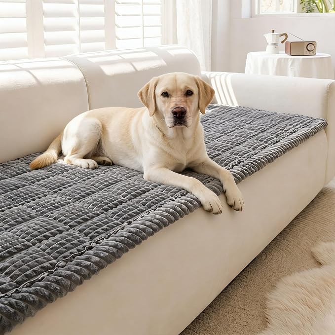 Couch Cover for Dogs Washable, Non Slip Couch Covers for 3 Cushion Sofa Pet Friendly, Fuzzy Pet Couch Cushion Covers for Dog, Thick, Soft for Sofa Protector (Dark Gray, 27.6" x 70.9"/70 x 180cm)