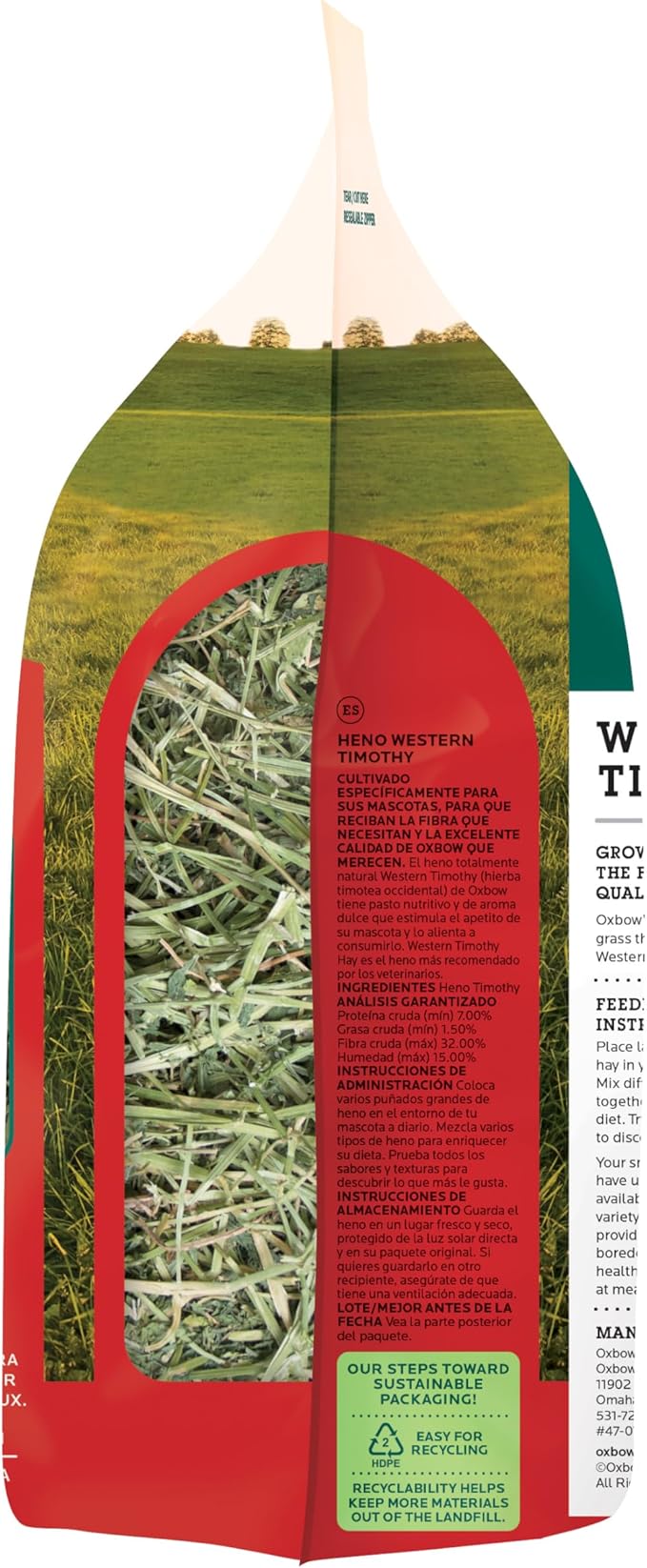 Oxbow Timothy Hay, Rabbit & Guinea Pig Hay, High Fiber for Digestive Health, Grown in the USA, Veterinarian Recommended Small Pet Supplies, for Rabbits, Guinea Pigs, & Chinchillas, 15 oz.