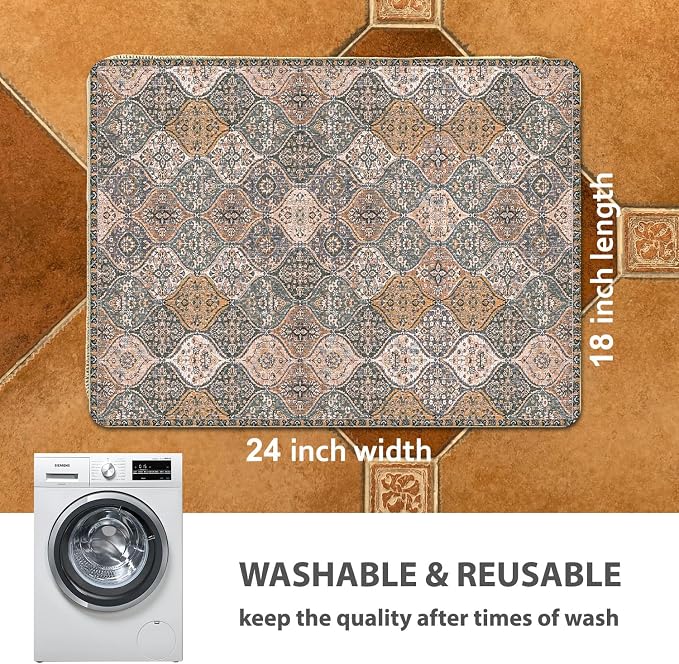 nunubaby 4PACK Washable Pee Pads for Dogs, Stylish, Non-Slip and Leak-Proof Pee Pads. Reusable Potty Pads for Dogs for Crates and Floors.(Brown/Multi,18" x24" )