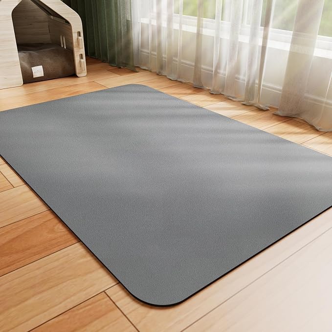 HotLive Dog Food Mat - Absorbent Cat Mat for Food and Water, No Stains Pet Feeding Bowl Mat, Easy to Clean Pet Placemats, Quick Dry Dog Water Dispenser Mat for Messy Drinkers | Dark Grey 18"x 28"