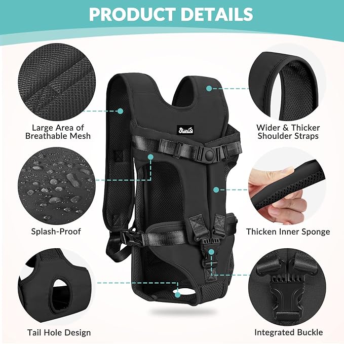 Lukovee Dog Backpack Carrier, Adjustable Front Carrier for Small Breeds | Legs Out Easy-fit, Hands Free, Lightweight, Dog Chest Pack for Hiking Travel Cycling Outdoor (B,Medium)