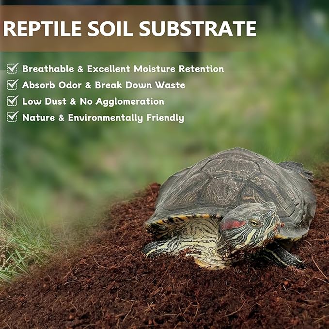 BNOSDM 2PCS Reptile Soil Substrate,Natural Terrarium Bedding,Snake Bedding, Fluffy Reptile Tank Substrate for Tortoise Hermit Crab Tarantulas Lizards