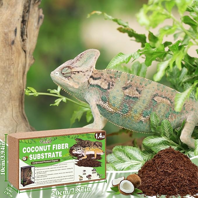 Halatool 8 Pack Compressed Coconut Fiber Substrate for Reptile, 100% Organic Premium Coconut Husk Substrate Terrarium Bedding for Tortoises Beard Dragon Leopard Gecko Snake Tarantula Worm Bins
