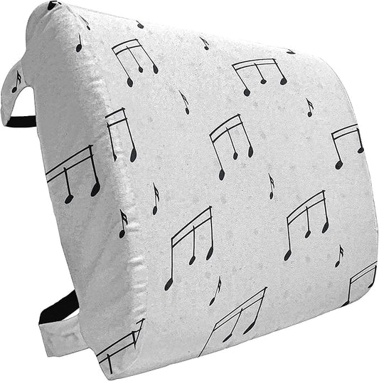 Ambesonne Music Lumbar Back Support Pillow, Musical Notes Theme Melody Sonata Singing Song Clef Tunes Hand Drawn Style Pattern, High Density Foam for Office Chairs Car Seats, 14" x 13", White