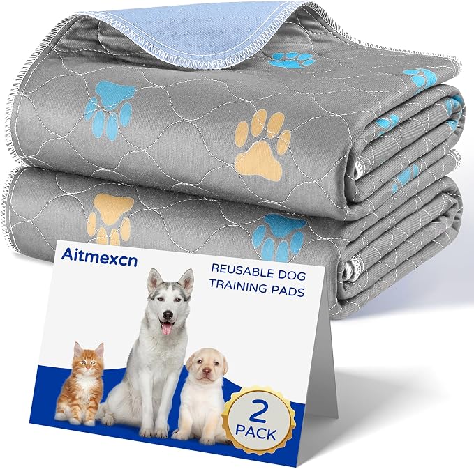 Aitmexcn Washable Pee Pads for Dogs, 4 Reusable Puppy Pads, 32'' x 36'' | Highly Absorbent, Waterproof Layer, Machine Washable, Non-Slip Bottom, For Puppy Training and Crates