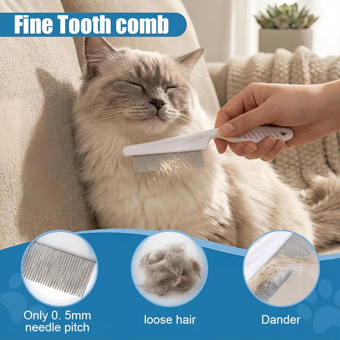 4PCS Dog Bath Kit & Dog Brush Kit for Dogs & Cats - Professional Pet Grooming Tools Set with Shedding Brush, Bath Scrubber, Dematting Comb & Storage Bag - Complete Dog Washing Essentials, Blue