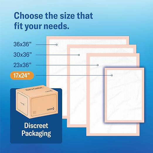 Chucks® Premium Disposable Underpads 17”x24” [100-Count] Ultra Absorbent Chux Incontinence Bed Pads with Adhesive Tape for Adults, Baby Changing, Travel, and Pet Training – 17x24 Bulk Pack