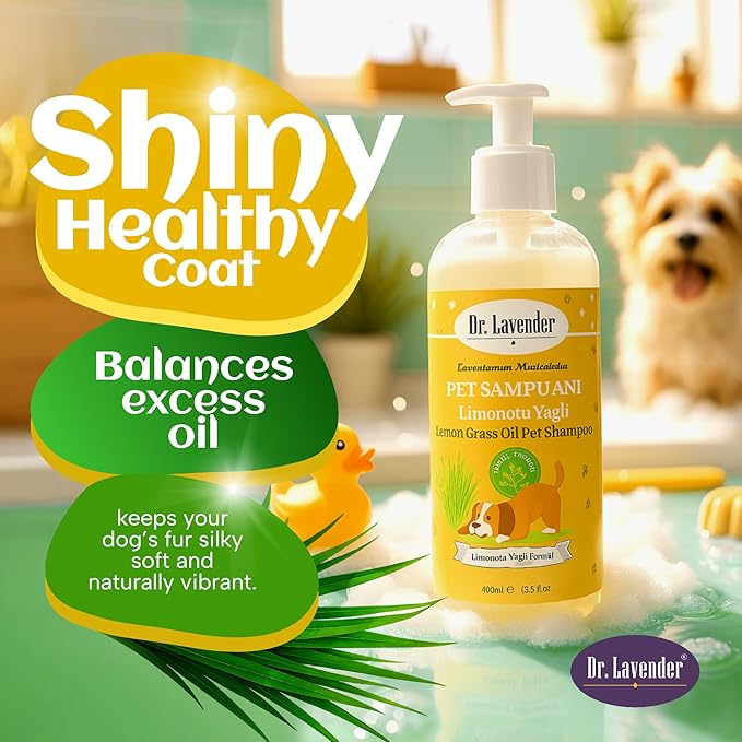 Dr. Lavender Deodorizing Dog Shampoo for Smelly Dogs - Natural Lemongrass Oil Pet Wash - Antifungal & Deep Cleansing for Oily Coats - Organic Odor Eliminator & Itch Relief - Safe for Puppy & Cat