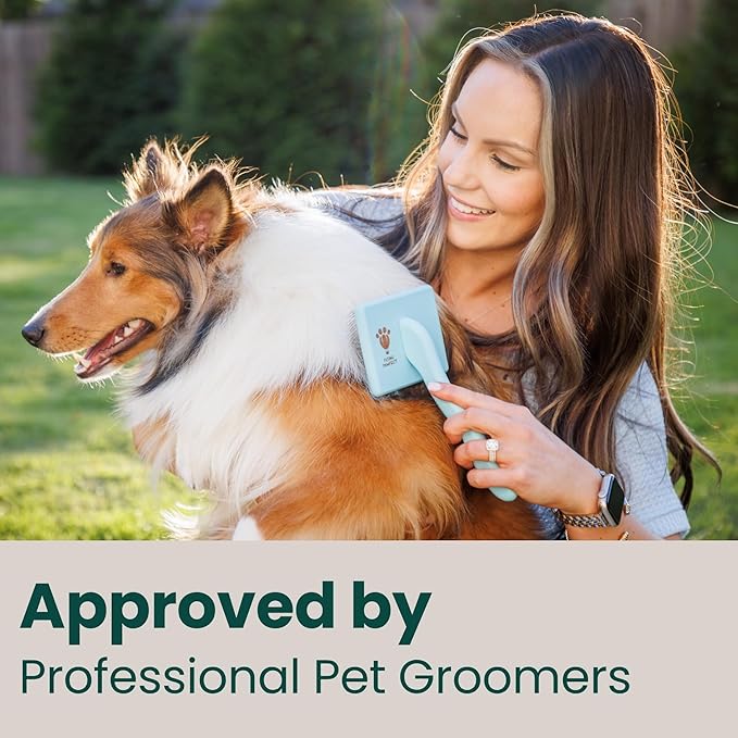 Slicker Brush for Dogs - Long Pin for Poodles, Doodles & Long Haired Dogs, Deshedding & Dematting Tool, Slicker Dog Brushes for Grooming (Baby Blue, Flat Large)