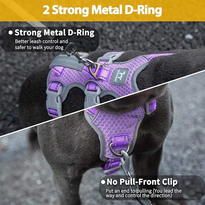 Escape Proof Dog Harness,Secure Dog Harness No Escape,Fully Reflective Harness with Handle,Breathable,Durable,Adjustable Vest for Small Dogs Walking,Training & Running Gear(Lavender Purple,XS)