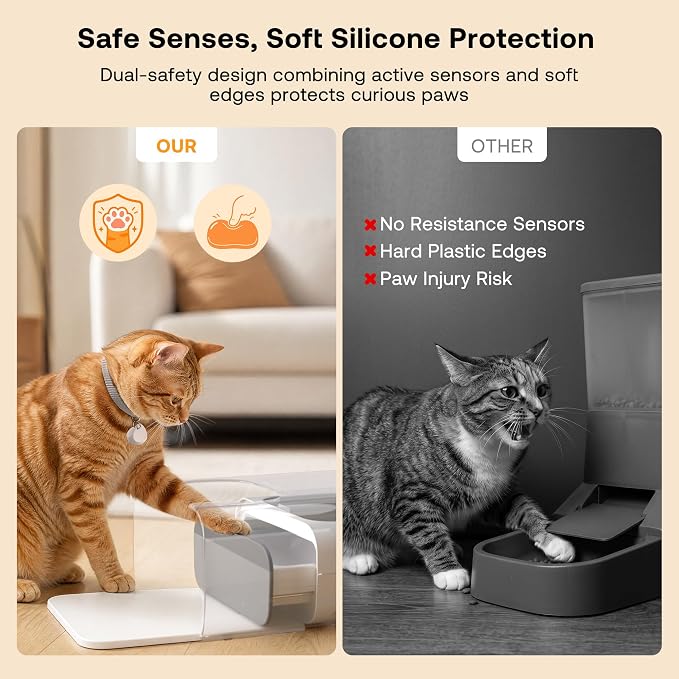 RFID Automatic Cat Feeder with Collar Sensor, Anti-Stealing Food Dispenser with Sealed Lid for Wet Dry Food and Different Diet for Multi-Pet Home, Auto Pet Feeder for Cats & Small Dogs, White