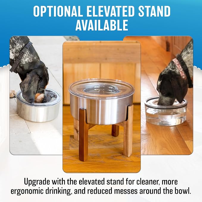 Tritan Plastic Dripless Water Bowl with Lid – Holds 1.25Qt, Reduces Spills & Trails Up to 85%+, Water Bowl for one XSM Small Breed Dog (0-20 lbs), The Original Slobber Stopper