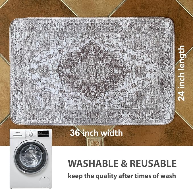 nunubaby Washable Pee Pads for Dogs, Stylish, Non-Slip and Leak-Proof Pee Pads. Reusable Potty Pads for Dogs for Crates and Floors.(Brown/Geo,24" x36" )